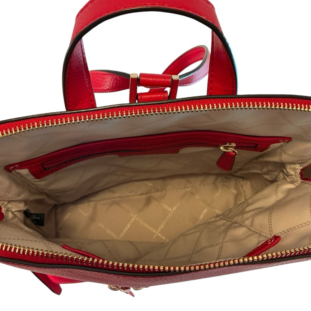 MICHAEL KORS Rhea Pebbled Leather Slim Backpack Solid Red Medium Bag - Picture 13 of 14